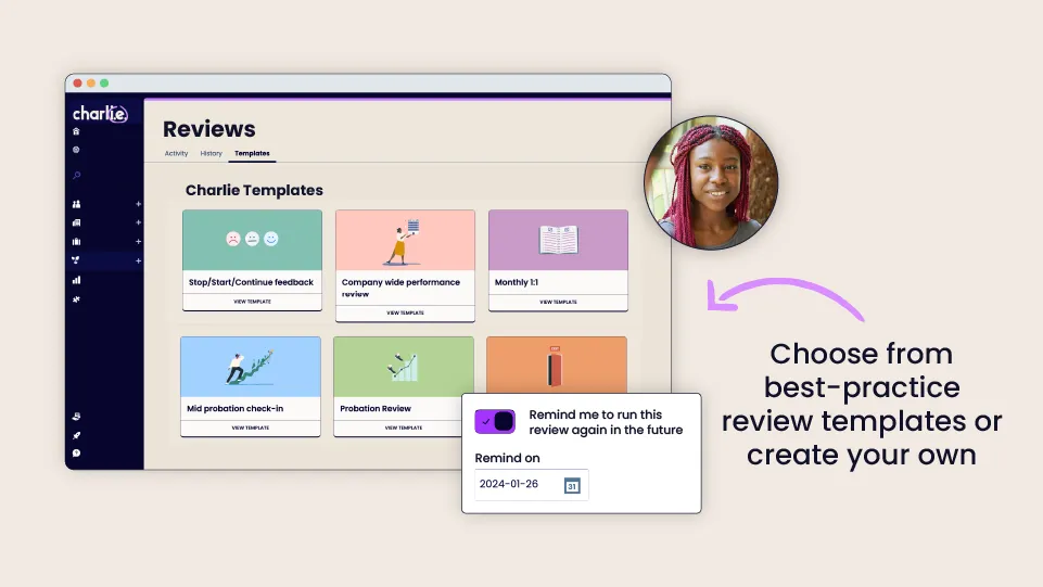Easily pick automated performance review templates with CharlieHR