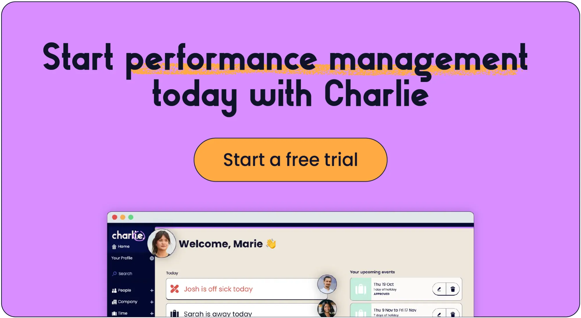 Click here to start a free trial and start performance management today