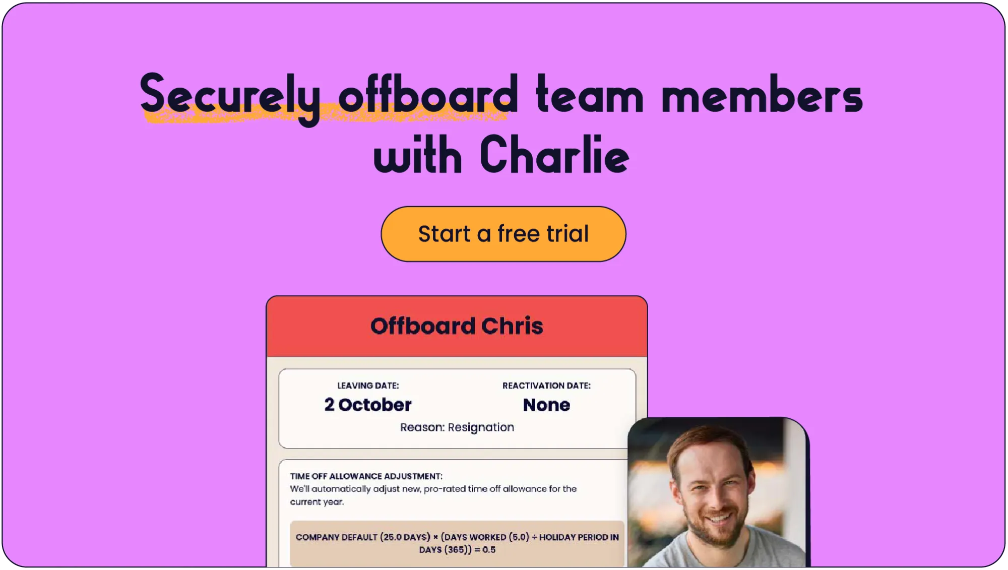 Offboard your team with Charlie - start a free trial