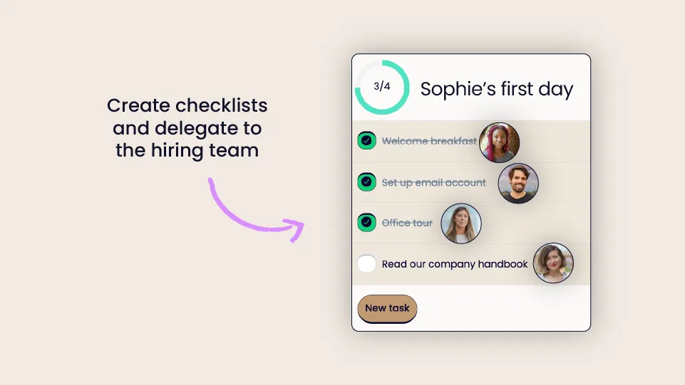 Create checklists and delegate to the hiring team.webp