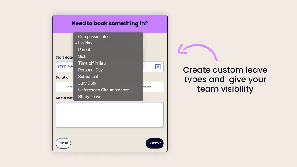 Create custom leave types and give your team visibility.webp